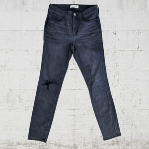 Madewell Washed Black Distressed Ankle Skinny Road Tripper Jeans Size 26